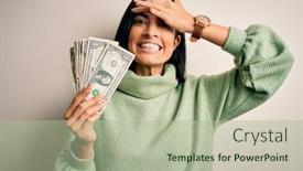  Presentation with shame - PPT theme having young-beautiful-hispanic-woman-holding background and a mint green colored foreground