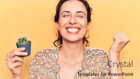  Presentation with beautiful hispanic woman - Beautiful slide deck featuring young-beautiful-hispanic-woman-holding backdrop and a lemonade colored foreground