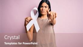  Presentation with lung cancer - Slides having young-beautiful-hispanic-woman-holding background and a coral colored foreground