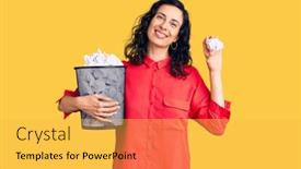  Presentation with bin - Slide set with young-beautiful-hispanic-woman-holding background and a yellow colored foreground