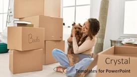  Presentation with beautiful hispanic woman - Presentation design with young-beautiful-hispanic-woman-hugging background and a coral colored foreground