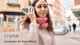  Presentation with beautiful hispanic woman - Theme consisting of young-beautiful-hispanic-woman-listening background and a  colored foreground