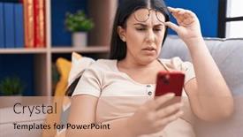  Presentation with vision - Presentation enhanced with young-beautiful-hispanic-woman-looking background and a coral colored foreground