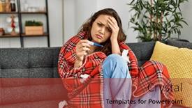  Presentation with temperature - Slide set having young-beautiful-hispanic-woman-measuring background and a red colored foreground