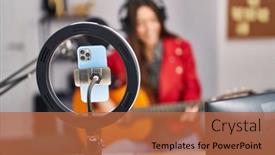  Presentation with classical music - Slide deck enhanced with young-beautiful-hispanic-woman-musician background and a red colored foreground