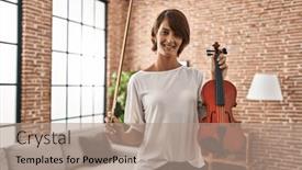  Presentation with hispanic culture - PPT layouts enhanced with young-beautiful-hispanic-woman-musician background and a coral colored foreground