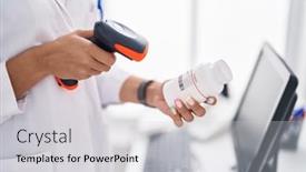  Presentation with beautiful hispanic woman - Presentation having young-beautiful-hispanic-woman-pharmacist background and a light gray colored foreground