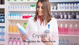  Presentation with shampoo - Slide set enhanced with young-beautiful-hispanic-woman-pharmacist background and a lemonade colored foreground