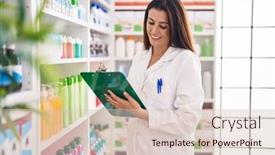  Presentation with beautiful hispanic woman - Slide set with young-beautiful-hispanic-woman-pharmacist background and a lemonade colored foreground