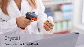  Presentation with scanning - PPT layouts enhanced with young-beautiful-hispanic-woman-pharmacist background and a light gray colored foreground