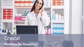  Presentation with beautiful hispanic woman - PPT theme enhanced with young-beautiful-hispanic-woman-pharmacist background and a seafoam green colored foreground