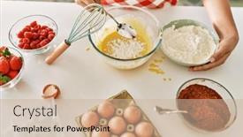  Presentation with flour - PPT theme having young-beautiful-hispanic-woman-pouring background and a soft green colored foreground