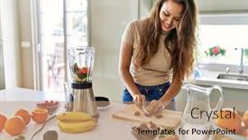  Presentation with beautiful hispanic woman - Presentation theme featuring young-beautiful-hispanic-woman-preparing background and a  colored foreground