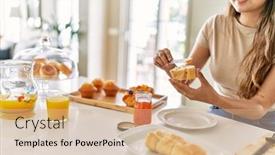  Presentation with beautiful hispanic woman - Slide set enhanced with young-beautiful-hispanic-woman-preparing background and a coral colored foreground