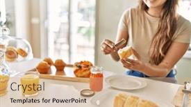  Presentation with jam - PPT layouts consisting of young-beautiful-hispanic-woman-preparing background and a  colored foreground