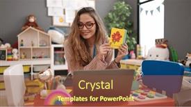  Presentation with beautiful hispanic woman - PPT theme consisting of young-beautiful-hispanic-woman-preschool background and a tawny brown colored foreground