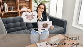  Presentation with beautiful hispanic woman - Presentation design having young-beautiful-hispanic-woman-psychologist background and a coral colored foreground