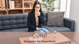  Presentation with psychology - PPT layouts with young-beautiful-hispanic-woman-psychologist background and a coral colored foreground