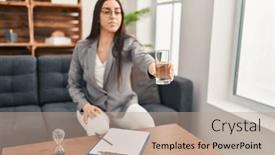  Presentation with psychology - Presentation theme featuring young-beautiful-hispanic-woman-psychologist background and a coral colored foreground