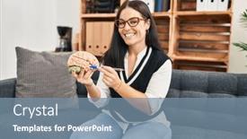  Presentation with psychology - Presentation theme with young-beautiful-hispanic-woman-psychologist background and a seafoam green colored foreground