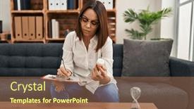  Presentation with psychology - PPT theme having young-beautiful-hispanic-woman-psychologist background and a coral colored foreground