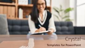  Presentation with psychology - Presentation theme consisting of young-beautiful-hispanic-woman-psychologist background and a coral colored foreground