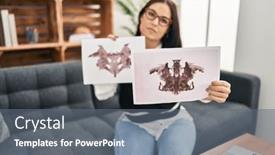  Presentation with psychology design - Slide set enhanced with young-beautiful-hispanic-woman-psychologist background and a gray colored foreground