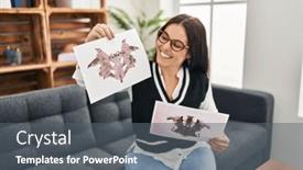  Presentation with beautiful hispanic woman - Theme consisting of young-beautiful-hispanic-woman-psychologist background and a gray colored foreground