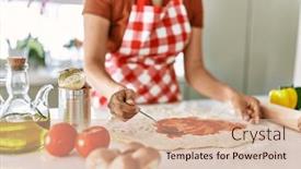  Presentation with dough - Slides enhanced with young-beautiful-hispanic-woman-putting background and a coral colored foreground
