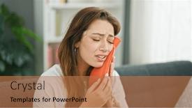  Presentation with beautiful hispanic woman - Slide set with young-beautiful-hispanic-woman-putting background and a coral colored foreground