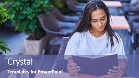  Presentation with reading table - Presentation with young-beautiful-hispanic-woman-reading background and a ocean colored foreground