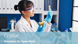  Presentation with beautiful hispanic woman - PPT layouts consisting of young-beautiful-hispanic-woman-scientist background and a light blue colored foreground