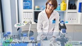  Presentation with sample - Theme enhanced with young-beautiful-hispanic-woman-scientist background and a light blue colored foreground