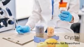  Presentation with street food - Slide set featuring young-beautiful-hispanic-woman-scientist background and a  colored foreground