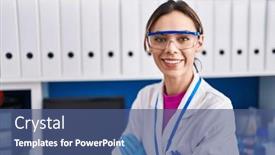  Presentation with confident young hispanic woman - Slide deck enhanced with young-beautiful-hispanic-woman-scientist background and a ocean colored foreground