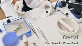  Presentation with sample - Presentation theme enhanced with young-beautiful-hispanic-woman-scientist background and a light gray colored foreground