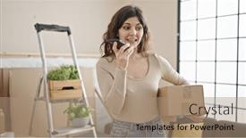  Presentation with voice - Presentation theme enhanced with young-beautiful-hispanic-woman-sending background and a coral colored foreground