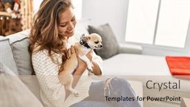  Presentation with decor - Slides enhanced with young-beautiful-hispanic-woman-sitting background and a soft green colored foreground