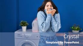  Presentation with beautiful hispanic woman - Slides featuring young-beautiful-hispanic-woman-smelling background and a ocean colored foreground