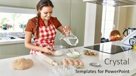  Presentation with confident young hispanic woman - Presentation enhanced with young-beautiful-hispanic-woman-smiling background and a soft green colored foreground