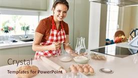  Presentation with confident young hispanic woman - PPT theme consisting of young-beautiful-hispanic-woman-smiling background and a soft green colored foreground