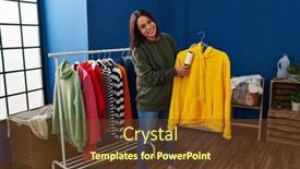  Presentation with confident young hispanic woman - Presentation theme with young-beautiful-hispanic-woman-smiling background and a tawny brown colored foreground