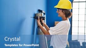  Presentation with drilling - Slides with young-beautiful-hispanic-woman-smiling background and a teal colored foreground