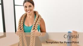  Presentation with battle - Presentation theme consisting of young-beautiful-hispanic-woman-smiling background and a coral colored foreground