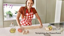  Presentation with confident young hispanic woman - Slides with young-beautiful-hispanic-woman-smiling background and a soft green colored foreground
