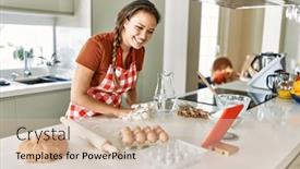  Presentation with recipe - Slides featuring young-beautiful-hispanic-woman-smiling background and a soft green colored foreground