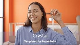  Presentation with keys - Presentation theme with young-beautiful-hispanic-woman-smiling background and a seafoam green colored foreground