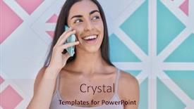  Presentation with mosaic - PPT theme consisting of young-beautiful-hispanic-woman-smiling background and a coral colored foreground