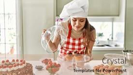  Presentation with confident young hispanic woman - PPT theme featuring young-beautiful-hispanic-woman-smiling background and a coral colored foreground