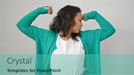  Presentation with strong - PPT layouts consisting of young-beautiful-hispanic-woman-smiling background and a  colored foreground